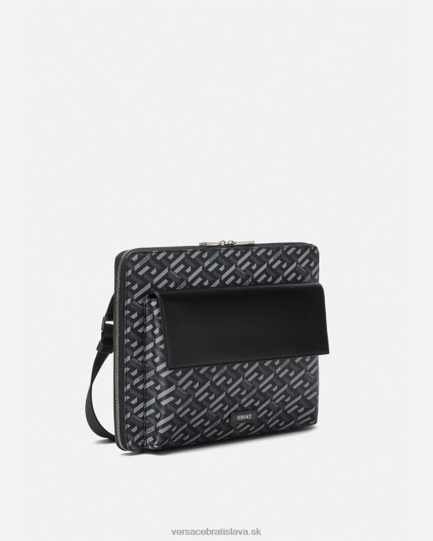 tašky X8X8P1483 Versace la greca signature obal na notebook čierna a sivá muži