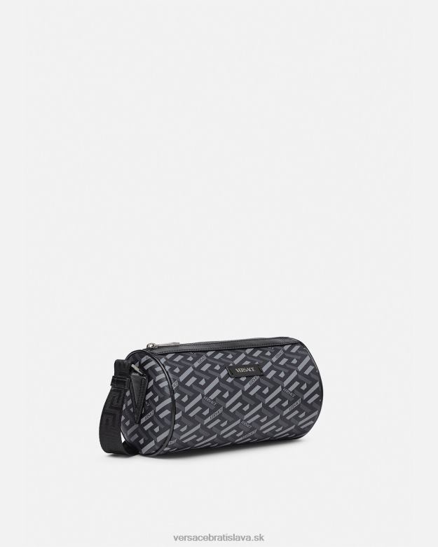 tašky X8X8P1485 Versace crossbody kabelka s podpisom la greca čierna a sivá muži