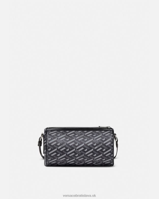 tašky X8X8P1485 Versace crossbody kabelka s podpisom la greca čierna a sivá muži