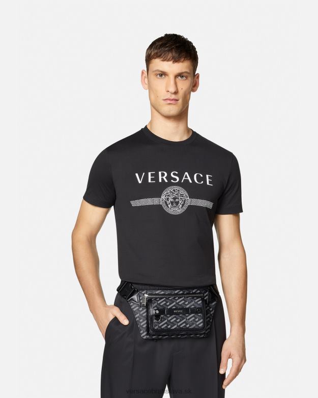 tašky X8X8P1486 Versace la greca podpisová taška na opasok čierna a sivá muži