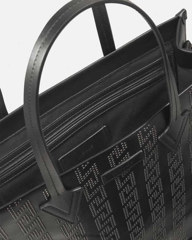 tašky X8X8P1489 Versace vysoká taška grécka s cvočkami čierna muži