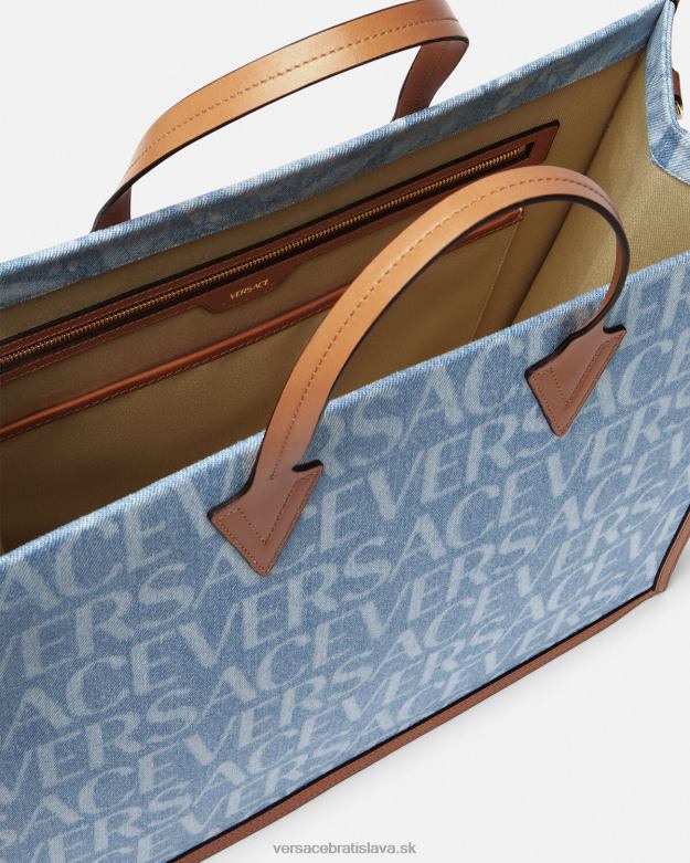 tašky X8X8P1505 Versace celoplošná džínsová kabelka Modrá muži