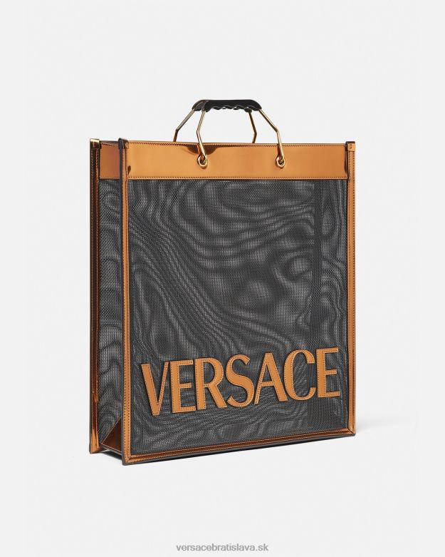 tašky X8X8P1509 Versace vysoká nákupná taška čierna a karamelová muži