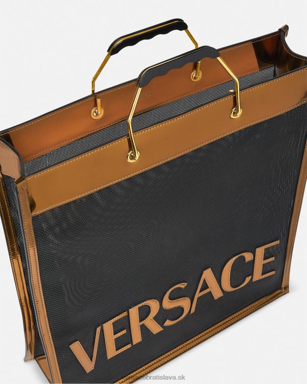 tašky X8X8P1509 Versace vysoká nákupná taška čierna a karamelová muži