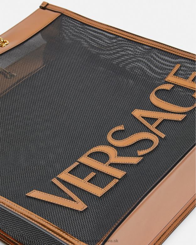 tašky X8X8P1509 Versace vysoká nákupná taška čierna a karamelová muži