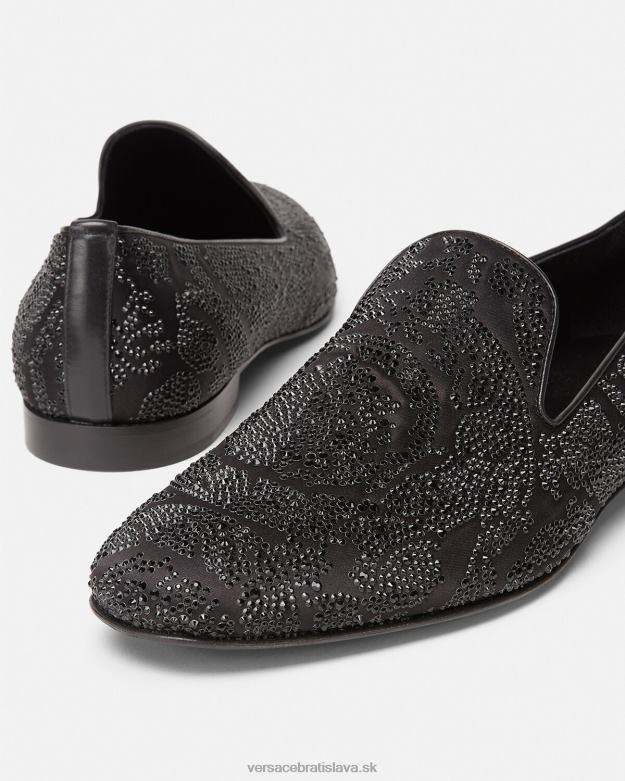 topánka X8X8P1568 Versace barocco silueta krištáľové papuče čierna muži