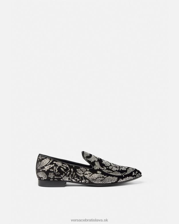 topánka X8X8P1571 Versace vyšívané papuče barocco silhouette čierna muži