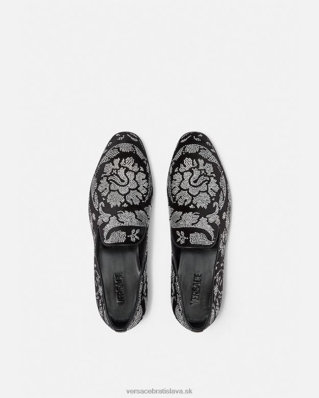 topánka X8X8P1571 Versace vyšívané papuče barocco silhouette čierna muži