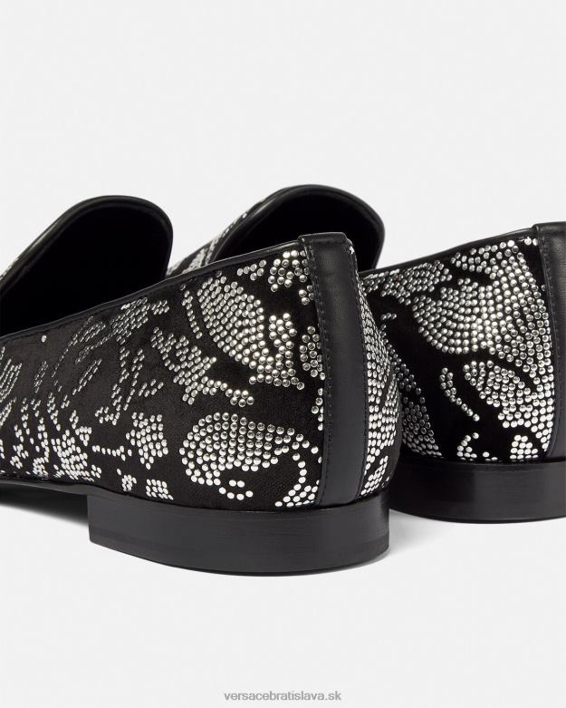 topánka X8X8P1571 Versace vyšívané papuče barocco silhouette čierna muži