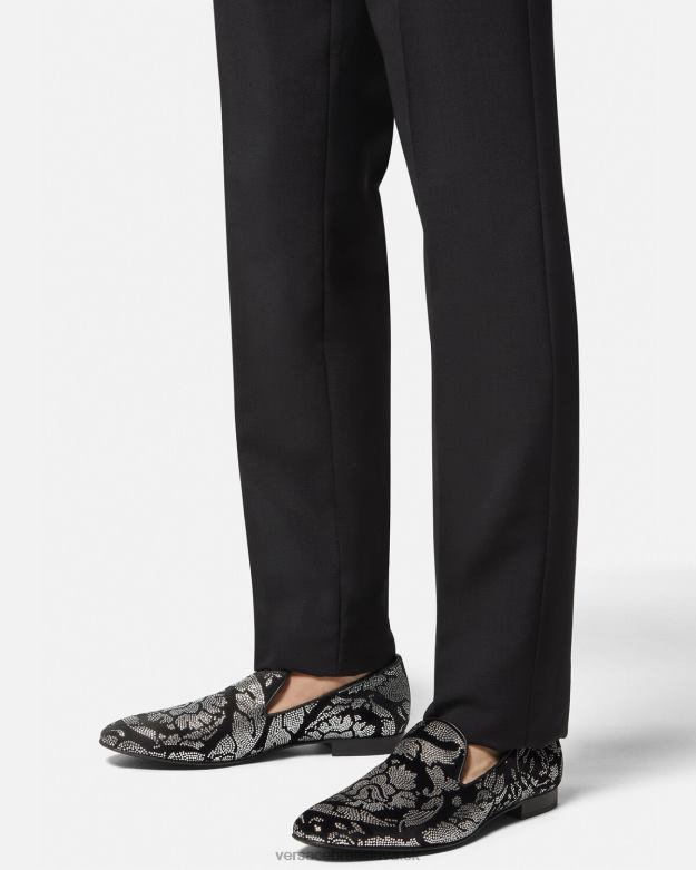 topánka X8X8P1571 Versace vyšívané papuče barocco silhouette čierna muži