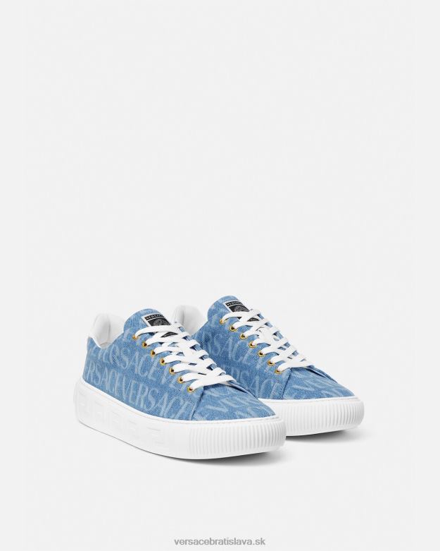 topánka X8X8P1548 Versace celoplošné denim greca tenisky svetlo modrá muži