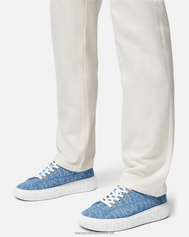 topánka X8X8P1548 Versace celoplošné denim greca tenisky svetlo modrá muži