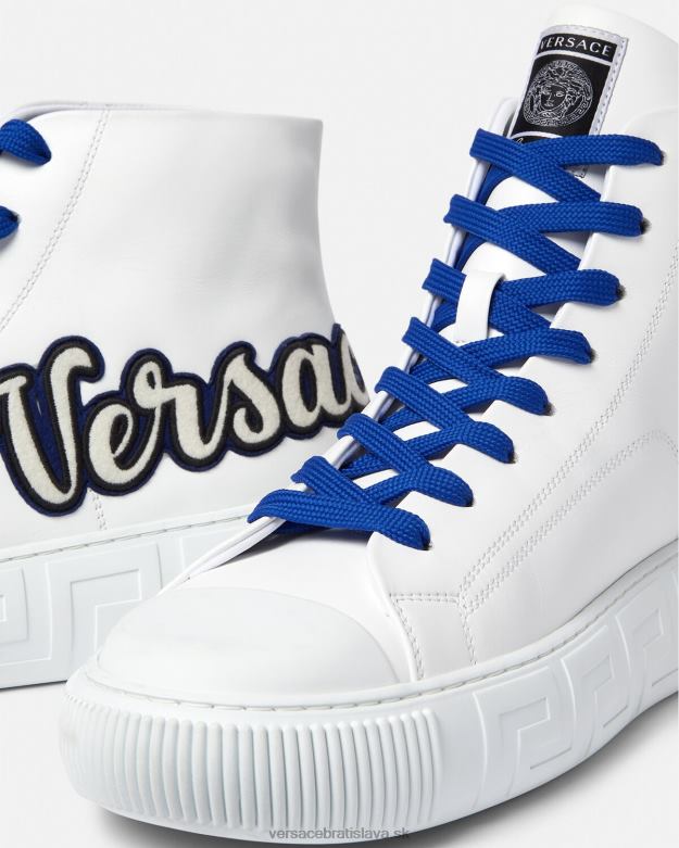 topánka X8X8P1556 Versace univerzitné tenisky greca modrá a biela muži