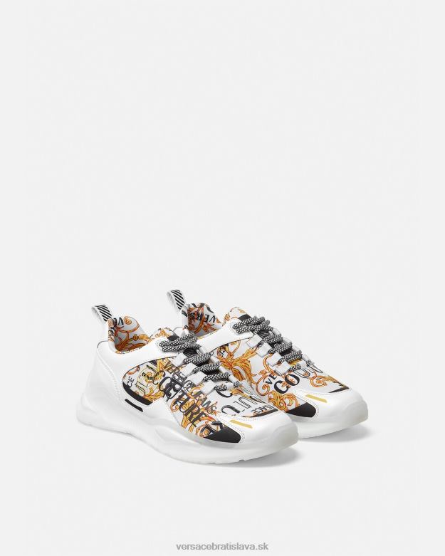 topánka X8X8P2456 Versace couture tenisky s logom levion zlatá a biela muži