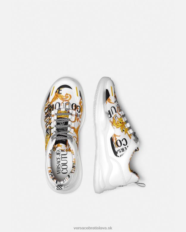 topánka X8X8P2456 Versace couture tenisky s logom levion zlatá a biela muži