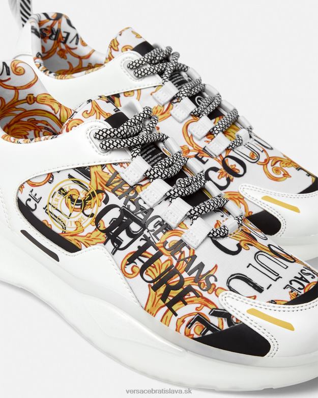 topánka X8X8P2456 Versace couture tenisky s logom levion zlatá a biela muži