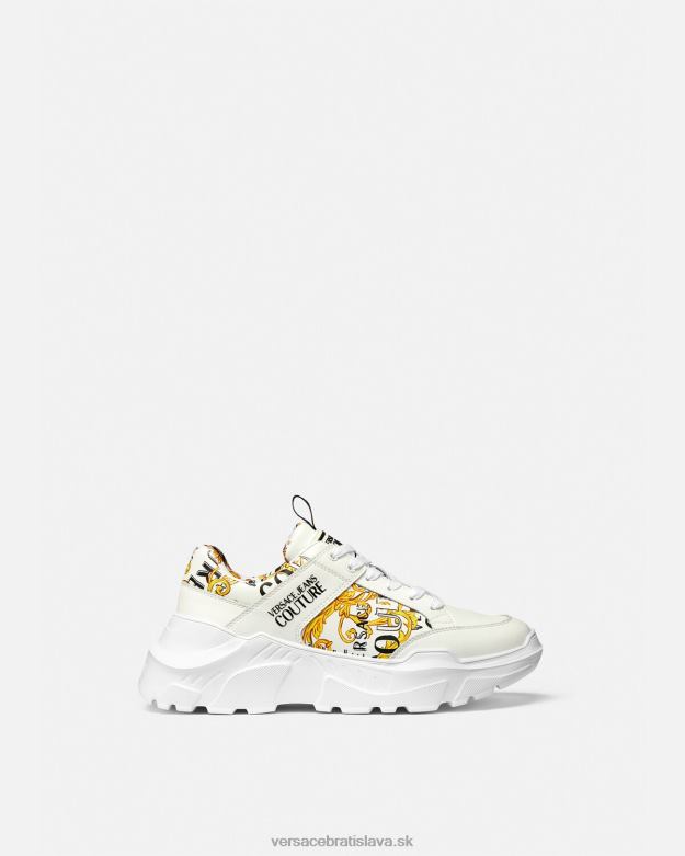 topánka X8X8P2459 Versace logo couture speedtrack tenisky zlatá a biela muži