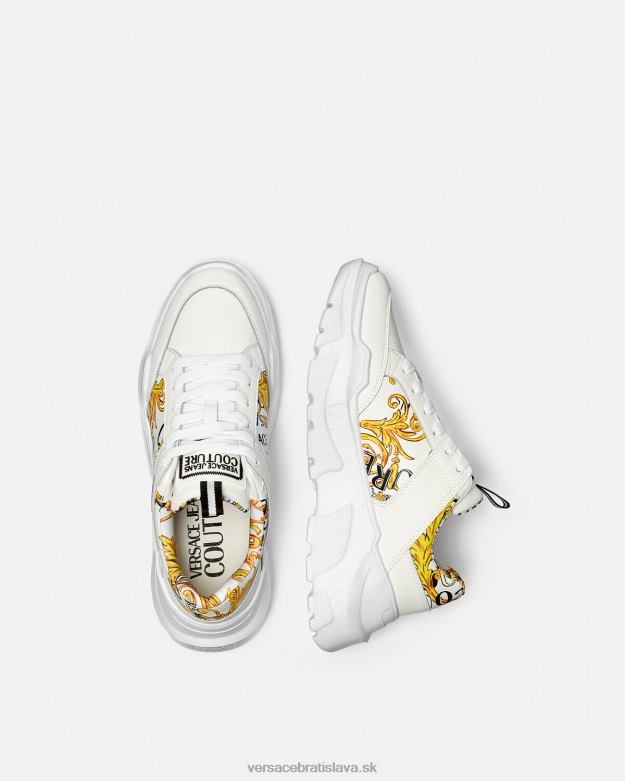 topánka X8X8P2459 Versace logo couture speedtrack tenisky zlatá a biela muži