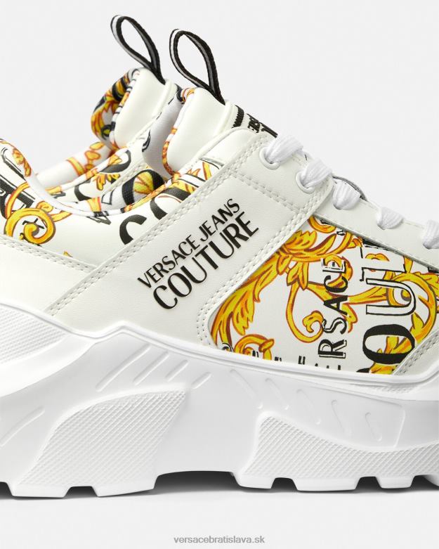 topánka X8X8P2459 Versace logo couture speedtrack tenisky zlatá a biela muži