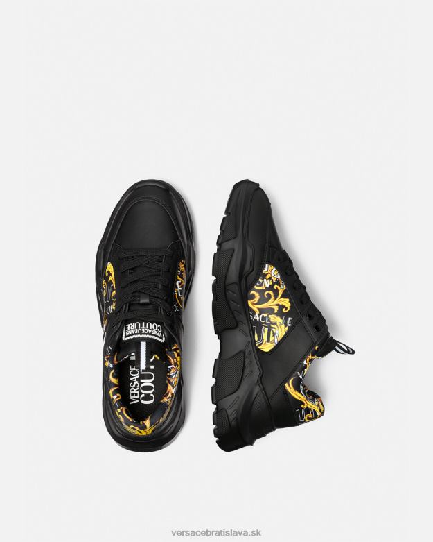 topánka X8X8P2460 Versace logo couture speedtrack tenisky čierne zlato muži