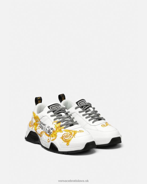 topánka X8X8P2461 Versace couture tenisky s logom stargaze zlatá a biela muži