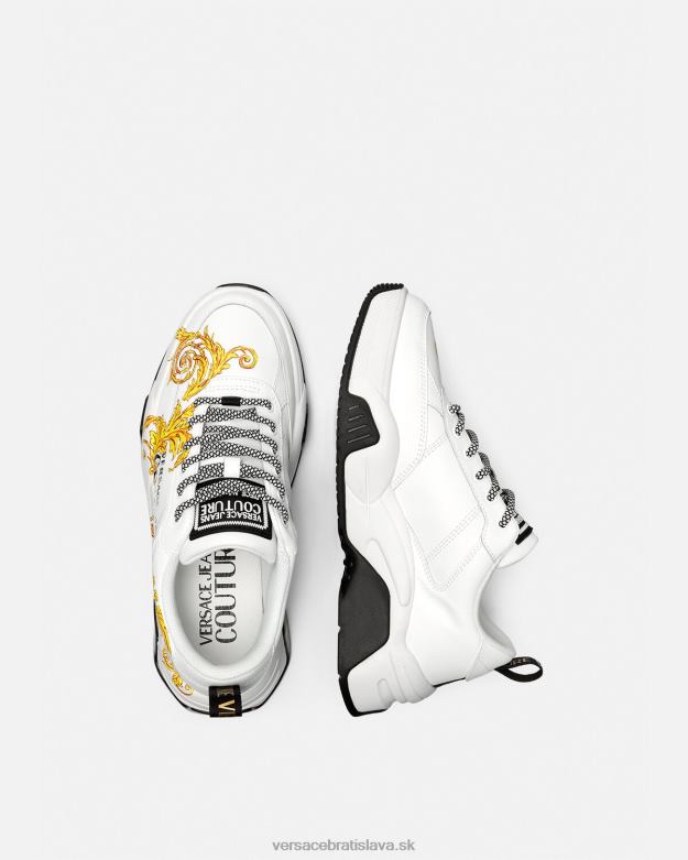 topánka X8X8P2461 Versace couture tenisky s logom stargaze zlatá a biela muži