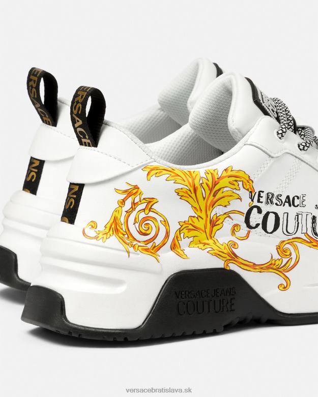 topánka X8X8P2461 Versace couture tenisky s logom stargaze zlatá a biela muži