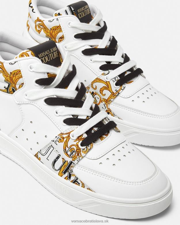 topánka X8X8P2463 Versace couture tenisky s logom starlight zlatá a biela muži