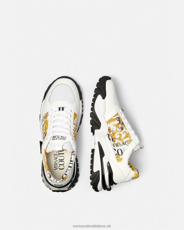 topánka X8X8P2465 Versace couture tenisky s logom trail trek zlatá a biela muži