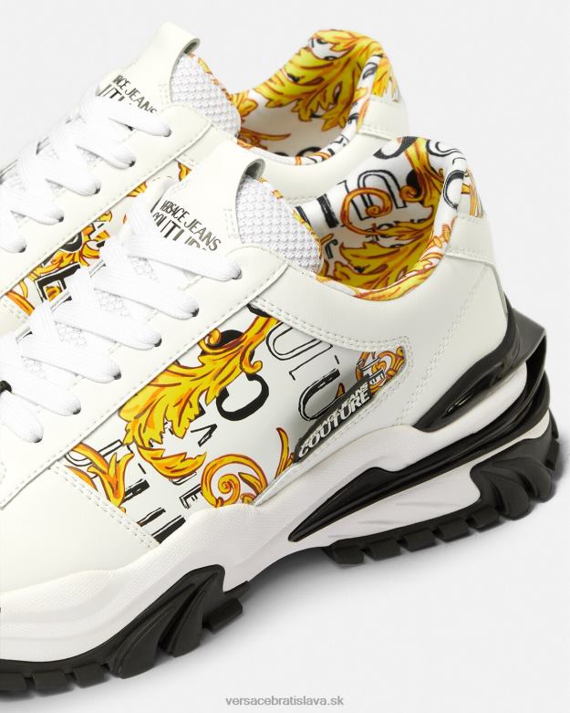 topánka X8X8P2465 Versace couture tenisky s logom trail trek zlatá a biela muži