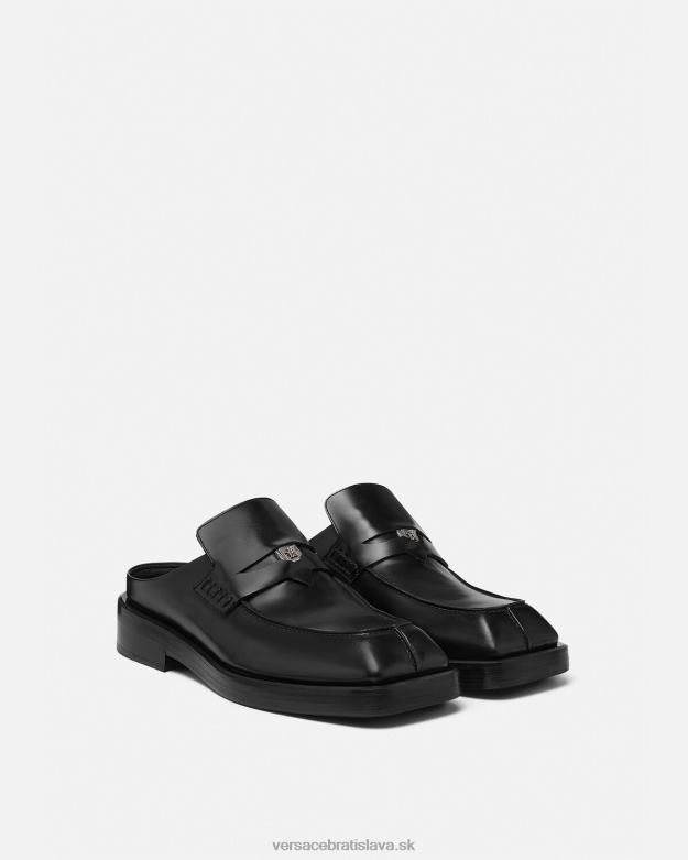 topánka X8X8P1576 Versace štvorcové mokasíny mulice čierna muži