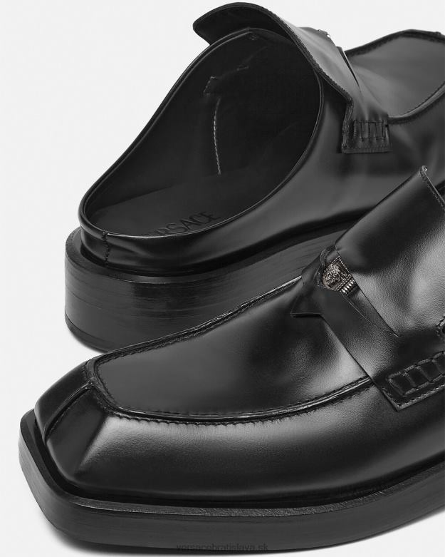 topánka X8X8P1576 Versace štvorcové mokasíny mulice čierna muži