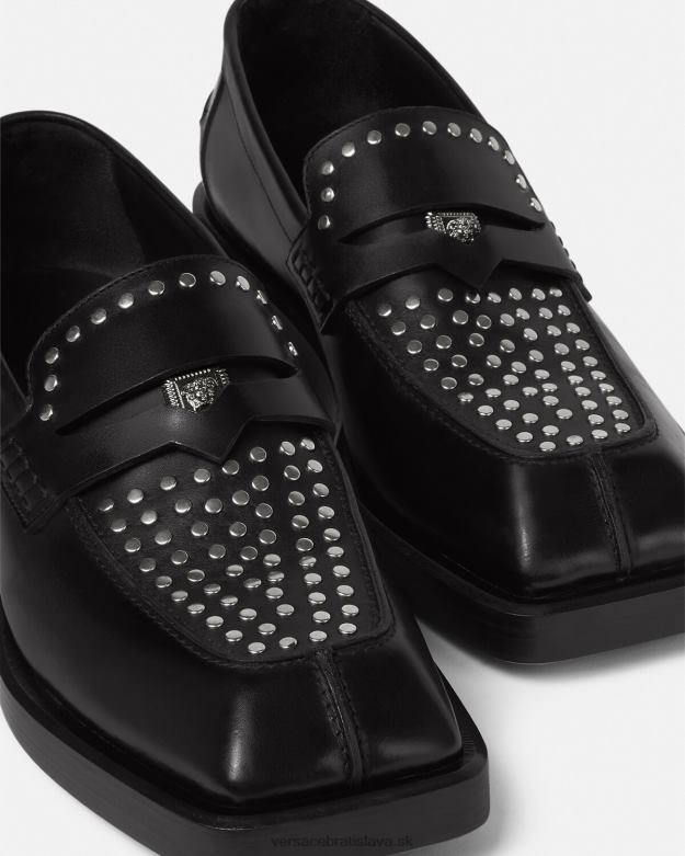 topánka X8X8P1578 Versace posiate štvorcové mokasíny čierna muži