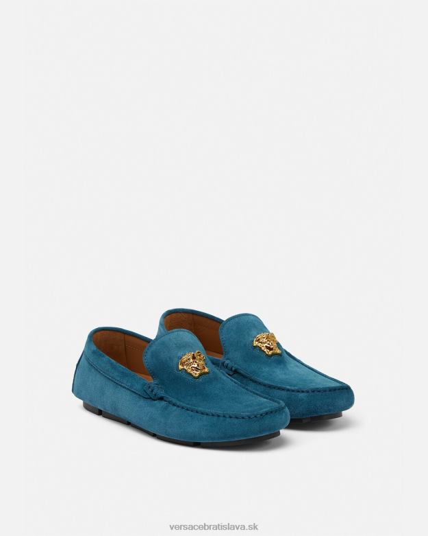 topánka X8X8P1600 Versace semišové vodičské topánky la medusa Modrá muži