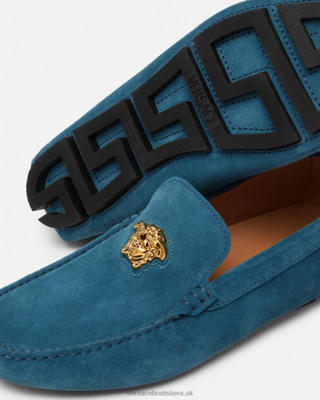 topánka X8X8P1600 Versace semišové vodičské topánky la medusa Modrá muži
