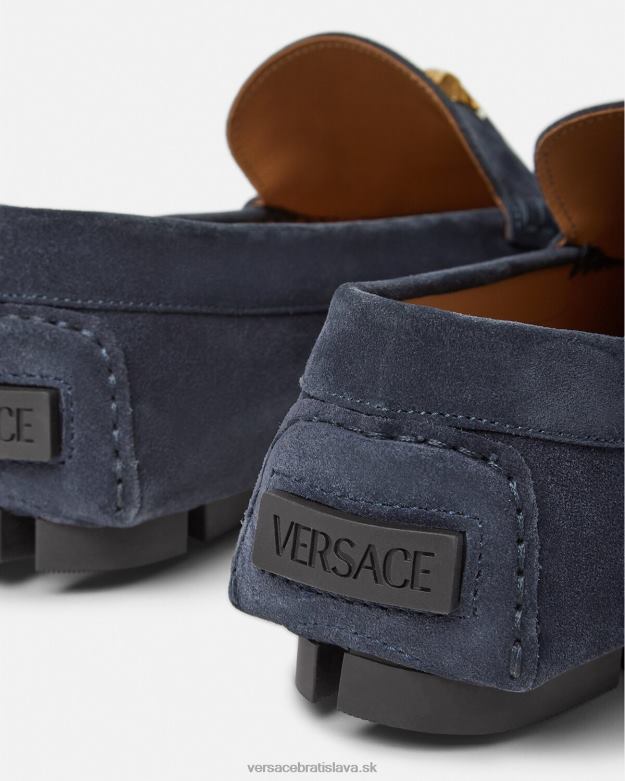 topánka X8X8P1604 Versace semišové vodičské topánky la medusa námorníctvo muži