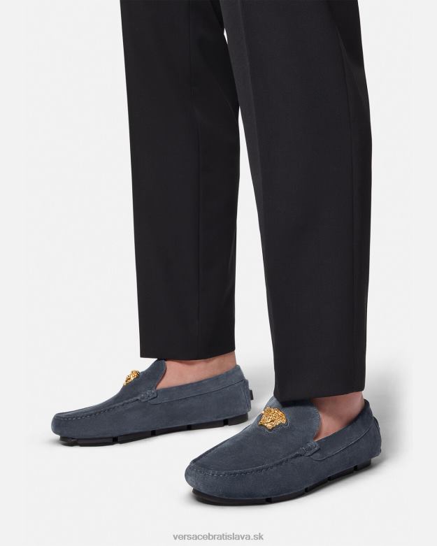 topánka X8X8P1604 Versace semišové vodičské topánky la medusa námorníctvo muži