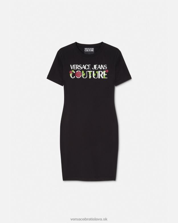 oblečenie X8X8P2157 Versace tričko s logom ruží čierna ženy