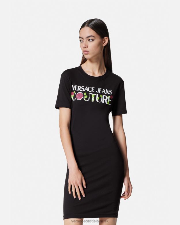 oblečenie X8X8P2157 Versace tričko s logom ruží čierna ženy