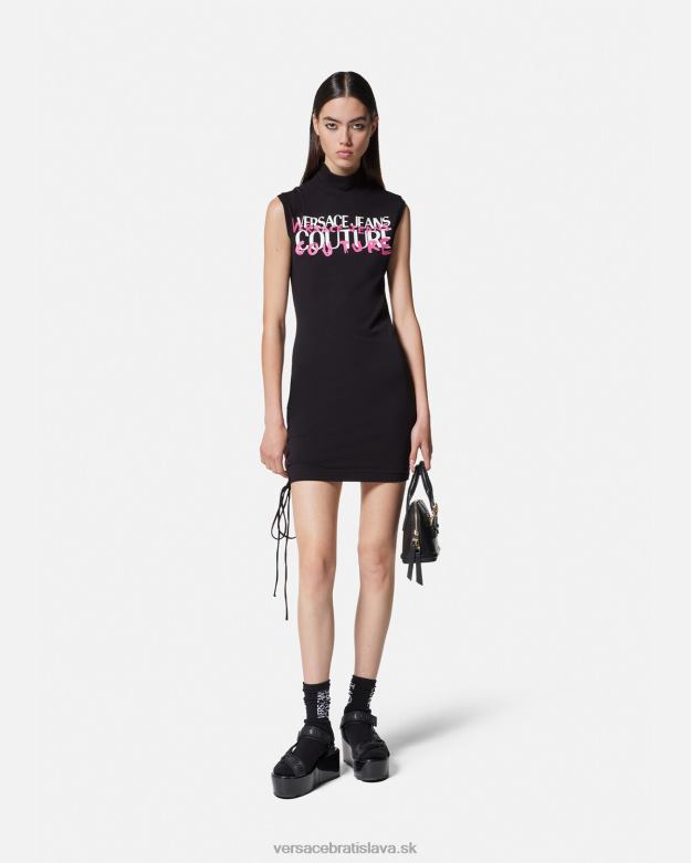 oblečenie X8X8P2158 Versace mini šaty s logom čierna ženy
