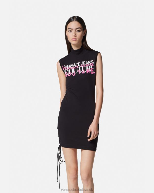 oblečenie X8X8P2158 Versace mini šaty s logom čierna ženy