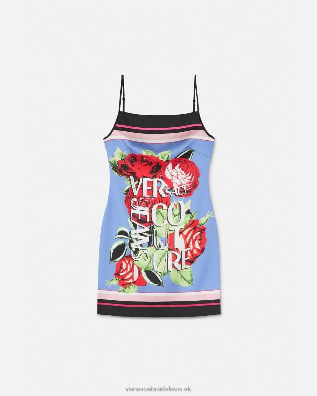 oblečenie X8X8P2159 Versace ruže mini šaty svetlo modrá ženy