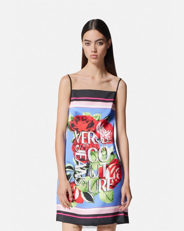 oblečenie X8X8P2159 Versace ruže mini šaty svetlo modrá ženy