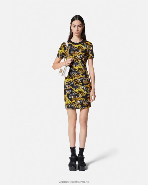 oblečenie X8X8P2183 Versace tričko couture s logom čierne zlato ženy