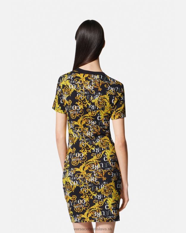 oblečenie X8X8P2183 Versace tričko couture s logom čierne zlato ženy