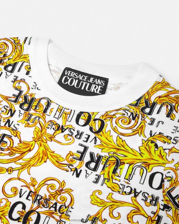 oblečenie X8X8P2185 Versace tričko couture s logom zlatá a biela ženy