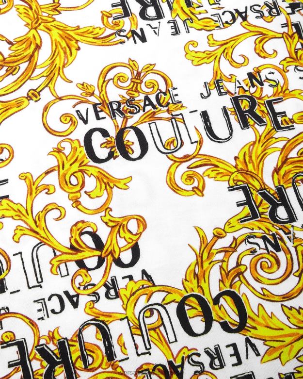 oblečenie X8X8P2185 Versace tričko couture s logom zlatá a biela ženy