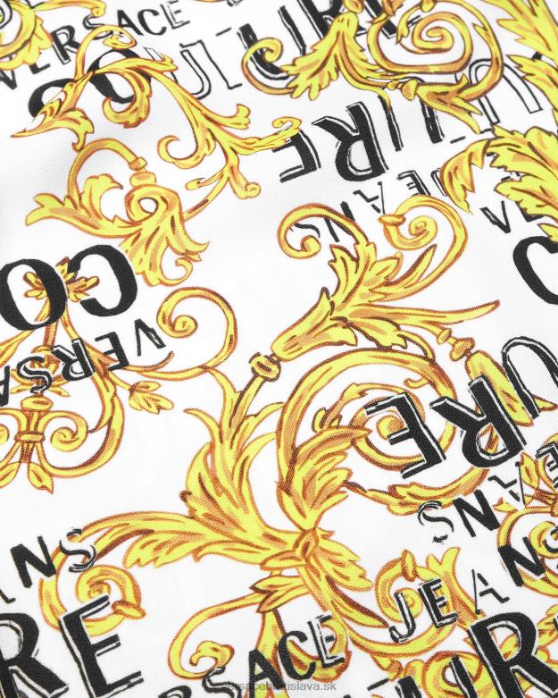 oblečenie X8X8P2187 Versace mini šaty s logom couture zlatá a biela ženy
