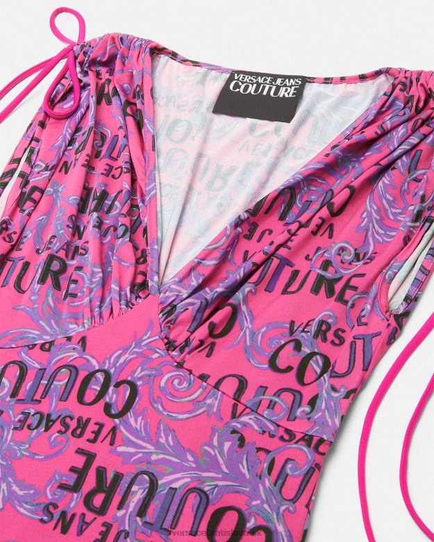 oblečenie X8X8P2188 Versace mini šaty s logom couture fuchsiová ženy
