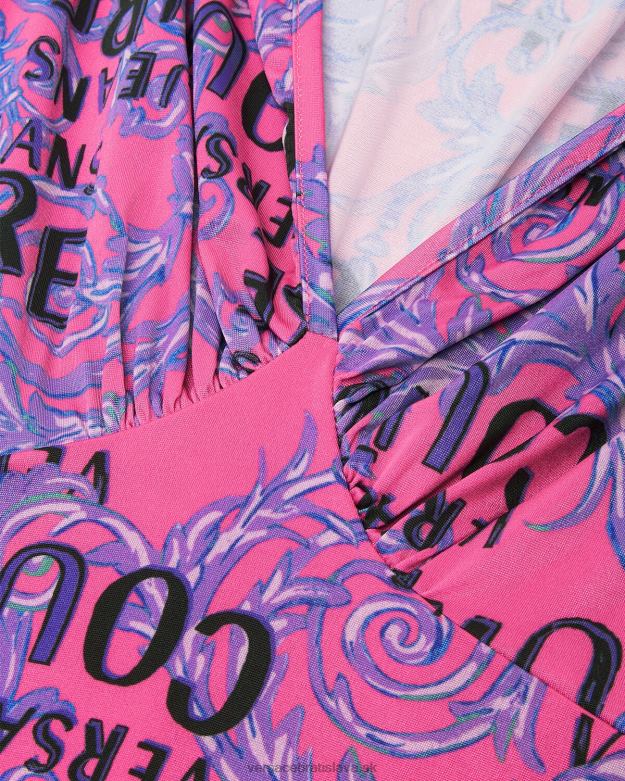 oblečenie X8X8P2188 Versace mini šaty s logom couture fuchsiová ženy